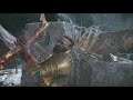 God of War 2018 (PS5) - Kratos throws his axe at Sindri.
