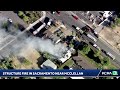 LiveCopter 3 spotted a structure fire in Sacramento along Bell Avenue near McClellan.