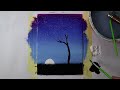 Easy Night Sky for Beginners | Acrylic Painting Tutorial Step by Step ( ENG SUB )
