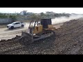 Amazing Strong Bulldozer Pushing Spreading Dirt To Processing The Land