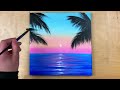 Acrylic Painting for Beginners on Canvas | Calm Sunset | Acrylic Painting Easy Step by Step