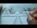 village scene drawing❤️❤️/How to draw scenery with pencil | art video #scenerydrawing