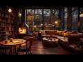Smooth Winter Jazz Music in Cozy Coffee Shop Ambience with Crackling Fireplace & Snowfall to Work