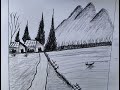 How to draw house scenery drawing | Scenery art | Easy scenery drawing