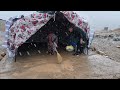 Winter tent: installation of a tent in the winter snow by a nomadic mother and a kind shopkeeper