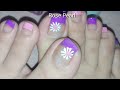 Floral French Pedicure Nail Art Tutorial- Daisy Flowers Toe Nail Art Easy | Rose Pearl