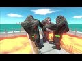 Mutant Primates vs Wounded Itself on Small Lava Bridge - Animal Revolt Battle Simulator