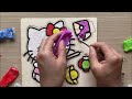 Tranh tô màu bằng Slime bọt xốp mèo Hello Kitty trên gỗ 3D - Painting Kitty with slime (Chim Xinh)