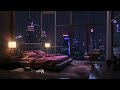 Cozy Bedroom Ambience : Soft Rain Sleep With Rain Sounds With City Night View