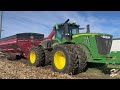 Two John Deere X9 1100 Combines with 16 Row Corn heads Harvesting a 640 Acre Field in Illinois