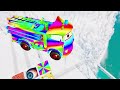 TRANSPORTING PIXAR CARS & FRUITS WITH COLORED & JOHN DEERE vs CLAAS vs TRACTORS - BeamNG.drive #983