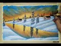 acrylic landscape painting//winter/easy art drawing session.