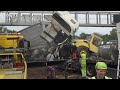 VN24 - Truck crashes into low-loader ahead with road roller - full recovery