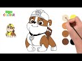 Learn to draw Rubble from Paw Patrol. Drawings for children.