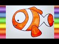 How to draw A cute clown fish / drawing and coloring for kids and toddlers