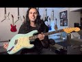 Trying out a Fender Yngwie Malmsteen sonic blue Stratocaster