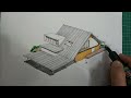 How to draw a house : 2-point perspective design/ How to draw a villa in the mountains