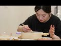 Real Mukbang:) “Spicy buldak noodles & Dumplings” eaten after gardening