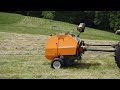 Baling 1st Cut Hay w  Mini Round Baler