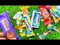 Satisfying video asmr lollipops candy and chocolate gummy candy Cutting video