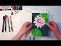 Paint with me a Water Lily for my Bullet Journal Cover Page July 2024 with Gouache and Pencils