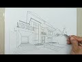 how to draw house in 2 point perspective#twopointperspective