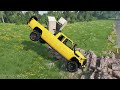 BeamNG.drive - Cars Jump Over Road Collapse