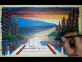 sunset natural landscape painting//twilight painting.