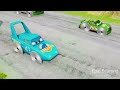 Double Flatbed Trailer Truck vs Speedbumps Train vs Cars Beamng.Drive / Flatbed Trailer