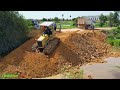 Unexpected Opening New Project !! Huge Pond Landfill UP Using Team Trucks& KOMATS'U Dozer Push Soil