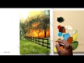 Easy way to draw evening field/ Acrylic painting for beginners