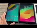 Four Tablets IPad9 vs Samsung Tab8 alarm Clock & Samsung Tablet5/ TabA & Samsung Z fold5