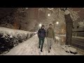 4K Virtual Night Walk in Romania- Brasov/ Quiet Night in a Snowy Winter-Natural Sound Ambiance