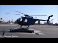 MD530 Helicopter Start-Up, Takeoff & Landing on Helipad Sports Car of Helicopters Hughes 500 N531RG