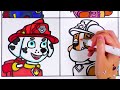 How to draw Paw Patrol- Chase Skye Marshall and others- Coloring for kids