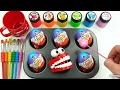 Satisfying Video l How to make Rainbow Lollipop Candy and Glossy Eggs into Playdoh Cutting ASMR