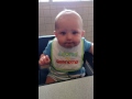Baby Cameron eats pears