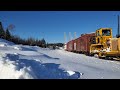 CP work train crossing the Nipigon River Bridge