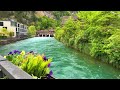 Rainy walk in Interlaken, Switzerland 4k - The most beautiful Swiss town - Rain ambience