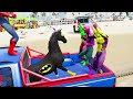 PRO 5 SPIDER-MAN TEAM Surprise Horse With Dancing In Car Ride Chase | Dance Party Spiderman Game