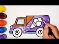 Ice cream truck Drawing, Painting and Coloring for Kids, Toddlers Easy Drawing