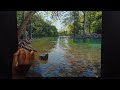 Painting a Beautiful River Side Landscape With Acrylics | Time lapse /86