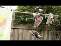 Magpies Showing Off Their Acrobatic Skills on the Clothesline!