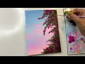 Easy flower painting/ cloud painting technique / acrylic painting for beginners