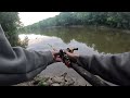 Fishing a Deep Hole in the River with Structure for Catfish!! (Flathead Catfishing)