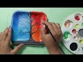 acrylic painting for beginners | সুপারি পাতার প্লেটে গাছ পেইন্টিং  |  supari patar plate painting