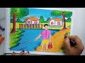 how to draw scenery of fishing man drawing step by step/village fishing scenery drawing