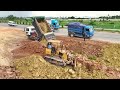 Incredible!Action Made New Project Use DumpTruck Pouring Fill land BulldozerD20P Pushing Soil Delete