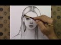 How to draw a beautiful woman's face step by step, hobby pencil drawing portrait