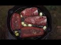 MONSTER ENTRECOTE STEAK on HOT STONE grilled outdoor ASMR style  🔥🔥🔥